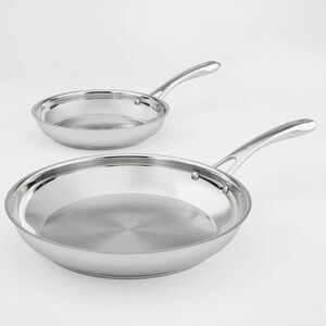 Cuisinart Classic 10" & 12" Stainless Steel 2pk Skillet Set Silver